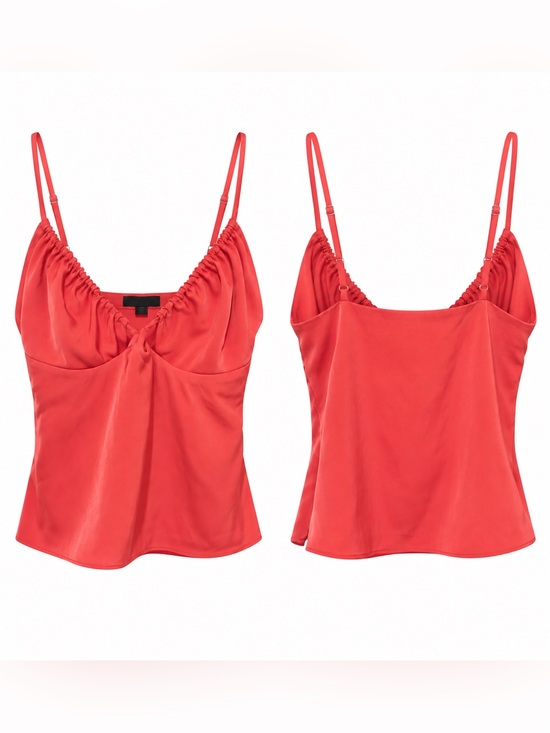 NBD Tops - NBD Coral Satin Gathered-Neck Spaghetti-Strap Cami